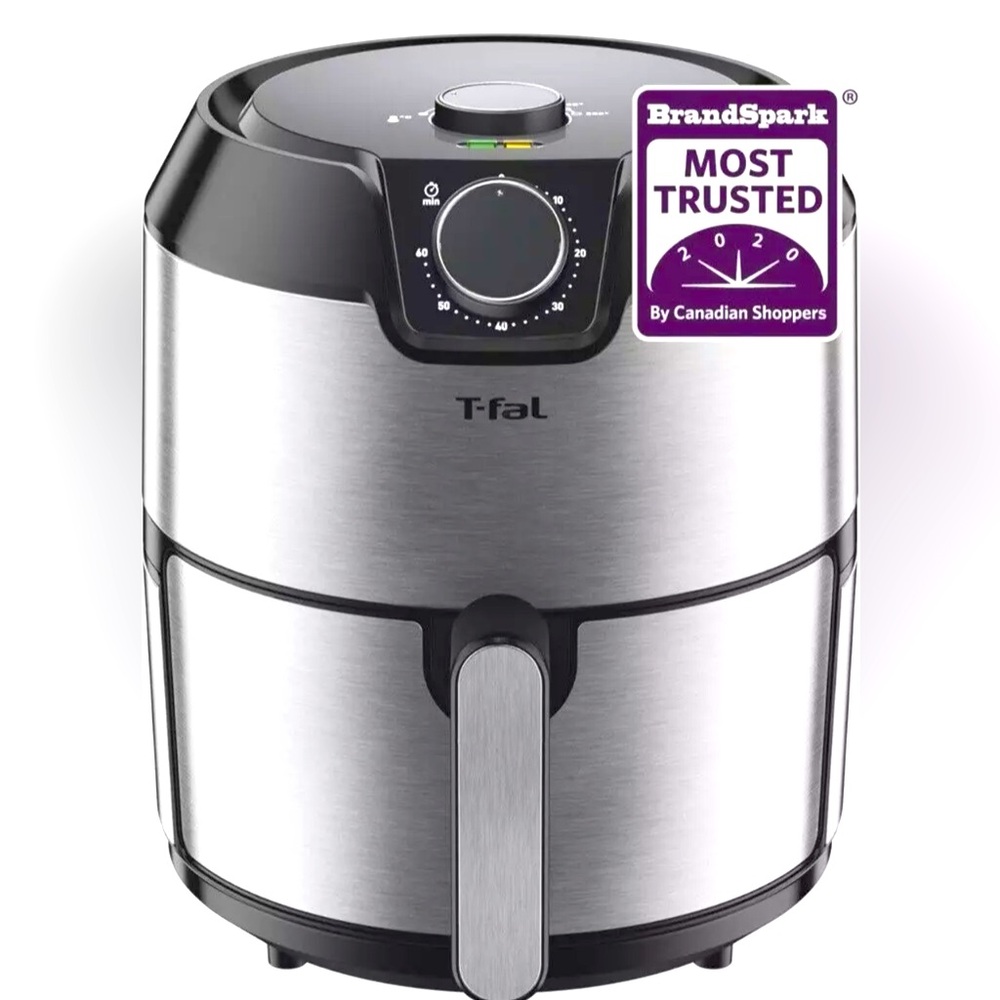 T-Fal Healthy Air Fryer Easy Fry Prestige 4.2L XL, Low Oil, Silver w Basket New